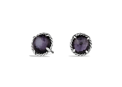 Rhodium Plated Twisted Wire Amethyst Stud Earring